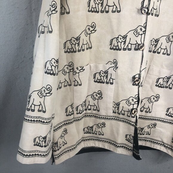 Black White Elephant Mom Baby Jacket Womens Extra Large Reversible Artsy - Picture 12 of 16